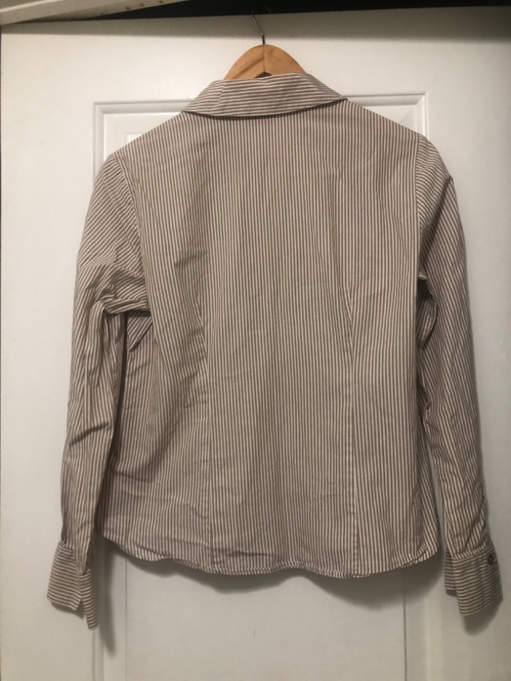 Harve Benard Brown and White Striped BlouseSize M - Picture 3 of 4
